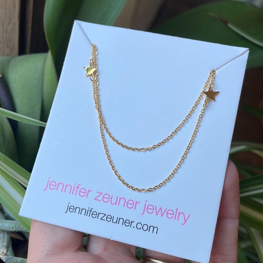 NEW Jennifer Zeuner Necklace Stars Double Chain Jewelry Gold JEN-FA-001 - Picture 8 of 16